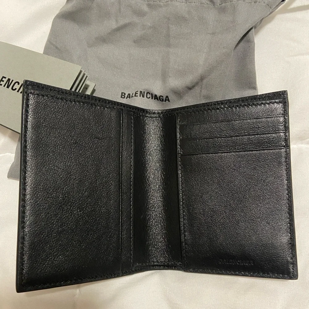 Balenciaga Black Leather Logo Wallet